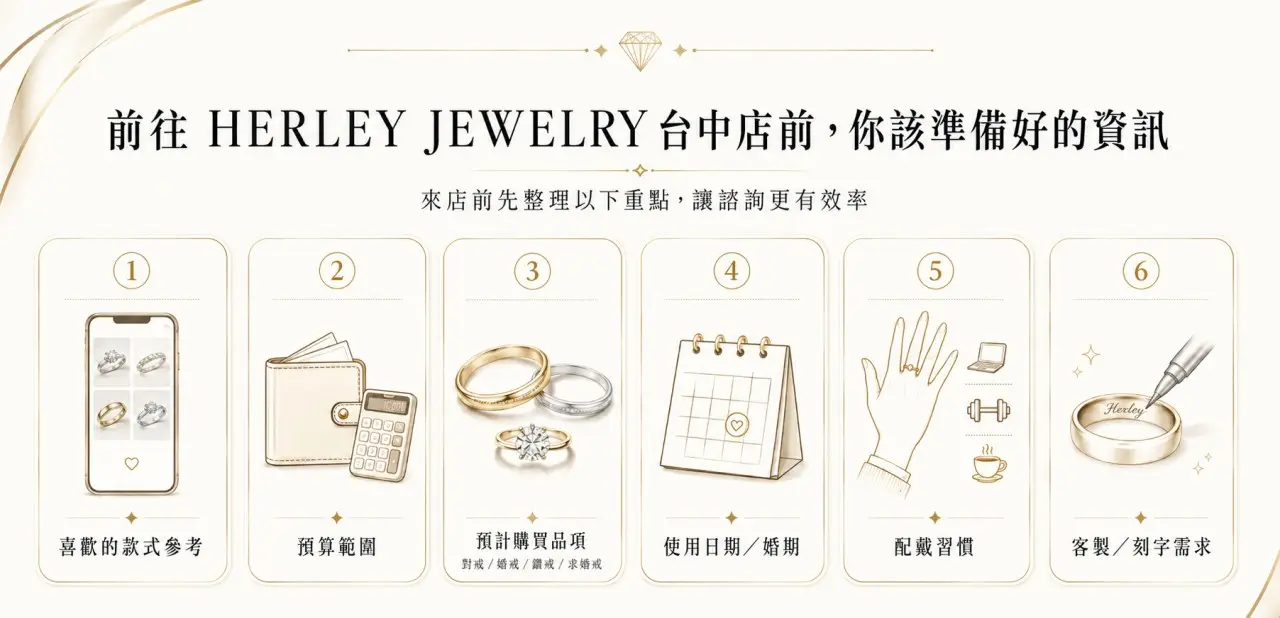 婚戒推薦 2026|婚戒挑選 5 大技巧 × 客製化婚戒品牌|HERLEY JEWELRY 赫利珠寶 4 台中求婚戒指推訂製前往門市所需準備資料