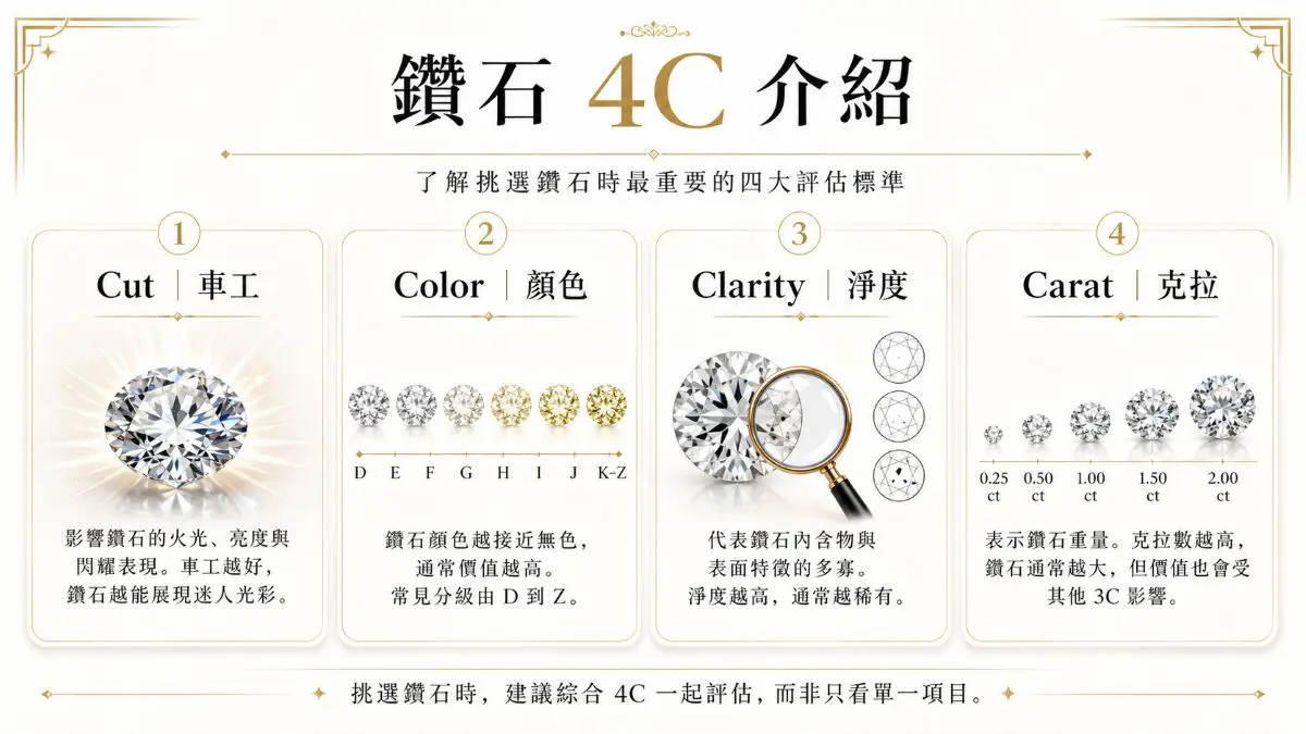台中鑽戒推薦|GIA 鑑定師教你挑求婚戒指!價格 4C 與避雷全攻略 3 認識鑽石 4C 等級與挑選重點